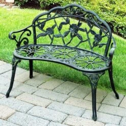 OUTSUNNY Garden Bench Aluminium Green