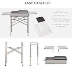 OUTSUNNY Charcoal Half Barrel Barbecue Silver -GardenChic Elegant Shop 1654067798 58804500 oxeazysbn66bpddn