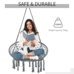 OUTSUNNY Hanging Swing Chair Steel Grey -GardenChic Elegant Shop 1654069498 13228400 kzojozzda1i0inzq