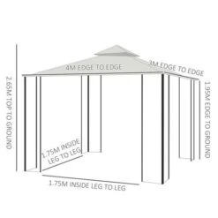 OUTSUNNY Heavy Duty Garden Gazebo Metal Beige 4m -GardenChic Elegant Shop 1654093008 30378400 hdl0cvdvl81zlkon