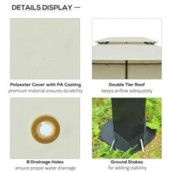 OUTSUNNY Heavy Duty Garden Gazebo Metal Beige 4m -GardenChic Elegant Shop 1654093010 38592800 4gnphz3yanftlcjk