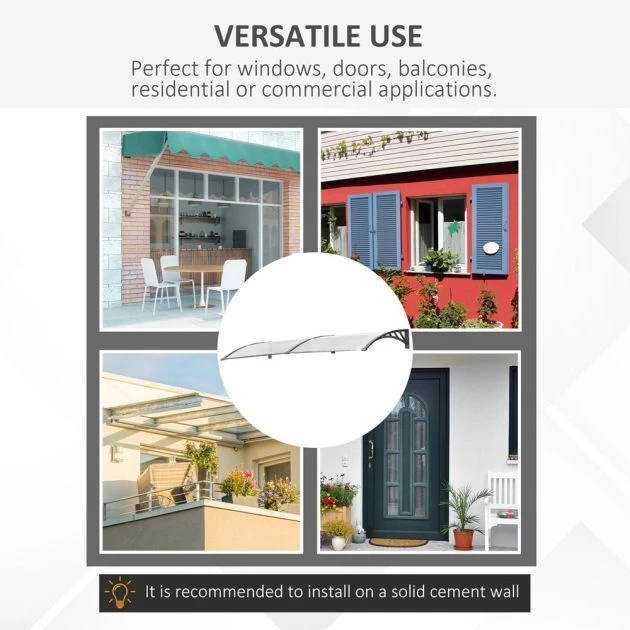 OUTSUNNY Door Canopy Polycarbonate Grey 1m 8 OUTSUNNY Door Canopy Polycarbonate Grey 1m - Image 6