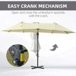 OUTSUNNY Offset Garden Parasol Steel Beige 4.5m -GardenChic Elegant Shop 1654673376 33263700 q9wjnowny493clqc