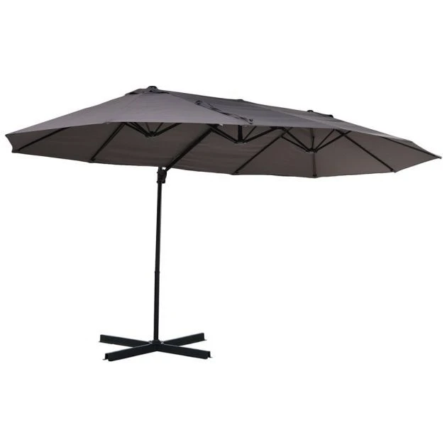 OUTSUNNY Offset Garden Parasol Steel Grey 4.5m 5 OUTSUNNY Offset Garden Parasol Steel Grey 4.5m - Image 3