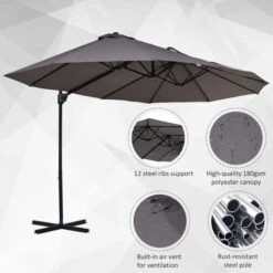 OUTSUNNY Offset Garden Parasol Steel Grey 4.5m 13 OUTSUNNY Offset Garden Parasol Steel Grey 4.5m -GardenChic Elegant Shop 1654673584 54429600 s5tog0q3j5kyas6n
