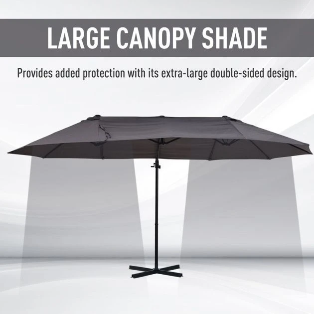 OUTSUNNY Offset Garden Parasol Steel Grey 4.5m 7 OUTSUNNY Offset Garden Parasol Steel Grey 4.5m - Image 5