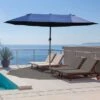 OUTSUNNY Double Width Garden Parasol Blue 4.5m