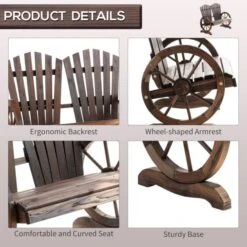 OUTSUNNY Love Seat Armrests Natural Wooden Grain Brown -GardenChic Elegant Shop 1654677073 80967800 blq2ntbnrklev1cr
