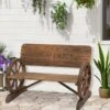 OUTSUNNY Wagon Wheel Bench Wooden 2 Seater