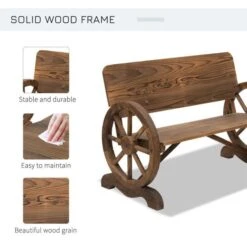 OUTSUNNY Wagon Wheel Bench Wooden 2 Seater -GardenChic Elegant Shop 1654677789 66118800 asytalr48yx6zrmj