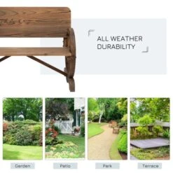 OUTSUNNY Wagon Wheel Bench Wooden 2 Seater -GardenChic Elegant Shop 1654677792 39838100 u8braajtysj5sfdt
