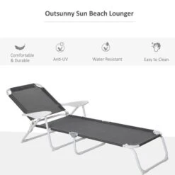 OUTSUNNY Miami Folding Sun Lounger Grey -GardenChic Elegant Shop 1654684353 85795100 ddsozuxwwyydxfdz