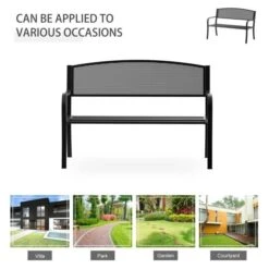 OUTSUNNY Garden Bench Furniture Steel Black 120cm 16 OUTSUNNY Garden Bench Furniture Steel Black 120cm -GardenChic Elegant Shop 1654685803 51057700 162id0bvgggl87ab
