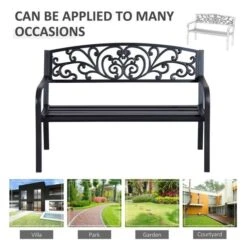 OUTSUNNY Garden Bench Steel Black 2 Seater -GardenChic Elegant Shop 1654863562 79440100 ge3e9lj0ka35ay8k