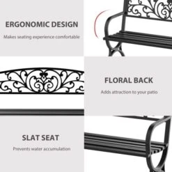 OUTSUNNY Garden Bench Steel Black -GardenChic Elegant Shop 1654863679 77852200 fiqqhnoivcxswnd5