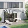 OUTSUNNY Manual Retractable Awning Blue White 4m