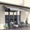 OUTSUNNY Manual Retractable Awning Light Grey 4m
