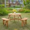 OUTSUNNY Round Garden Picnic Table Wooden 1 OUTSUNNY Round Garden Picnic Table Wooden -GardenChic Elegant Shop 1654866507 53549800 72ebrnkie8x451lo