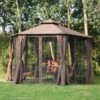 OUTSUNNY 2 Tier Garden Gazebo Brown 2m -GardenChic Elegant Shop 1654871410 25810500 1ayf1jfh02mzfxzx