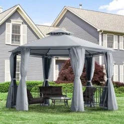 OUTSUNNY 2 Tier Garden Gazebo Grey 2m