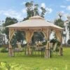 OUTSUNNY Garden Gazebo Steel Beige 3 X 3m