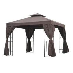 OUTSUNNY Garden Gazebo Steel Brown 3 X 3m -GardenChic Elegant Shop 1654872740 77709500 rvtxk038iiazurqe