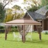 OUTSUNNY Garden Gazebo Steel Khaki 3 X 3m