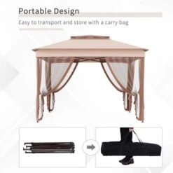 OUTSUNNY Garden Gazebo Steel Khaki 3 X 3m -GardenChic Elegant Shop 1654872983 73736700 88zuqsx0ww0gdckh