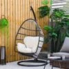 OUTSUNNY Rattan Egg Chair Black