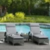 OUTSUNNY Non Slip Lounger Seat Pads Grey Pack Of 2