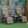 OUTSUNNY Sun Lounger Recliner Chairs Beige Pack Of 2