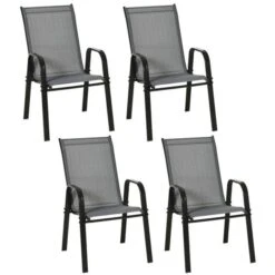 OUTSUNNY Textaline Dining Chairs Grey Pack Of 4 -GardenChic Elegant Shop 1660228190 14966500 uvowp3b3qryjo1x0