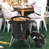 OUTSUNNY 3 In 1 Charcoal Smoker Black