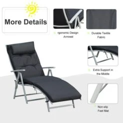 OUTSUNNY Garden Sun Lounger Black -GardenChic Elegant Shop 1660292588 06636300 hddr33gt2a4yqxpn