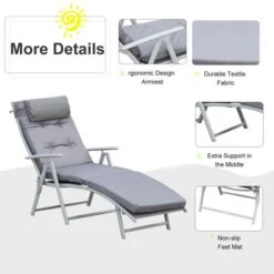 OUTSUNNY Garden Sun Lounger Grey -GardenChic Elegant Shop 1660293512 28918100 z54aagflbc6615oh