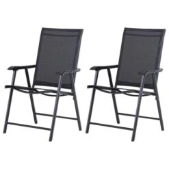 OUTSUNNY Foldable Textaline Garden Chairs Black Pack Of 2 11 OUTSUNNY Foldable Textaline Garden Chairs Black Pack Of 2 -GardenChic Elegant Shop 1660296356 22639100 hw1zllaxiqzkcgvr