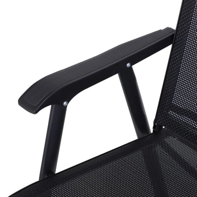 OUTSUNNY Foldable Textaline Garden Chairs Black Pack Of 2 9 OUTSUNNY Foldable Textaline Garden Chairs Black Pack Of 2 - Image 7