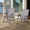 OUTSUNNY Foldable Textaline Garden Chairs Grey Pack Of 2