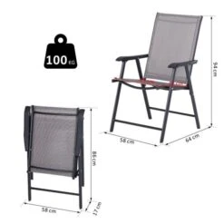 OUTSUNNY Foldable Textaline Garden Chairs Grey Pack Of 2 -GardenChic Elegant Shop 1660296828 22638200 pgiazwypnz1eakev