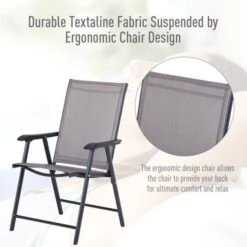 OUTSUNNY Foldable Textaline Garden Chairs Grey Pack Of 2 -GardenChic Elegant Shop 1660296829 53607800 1vasnu9aczuimcxl
