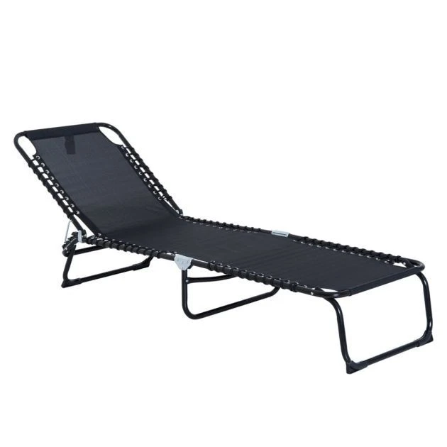 OUTSUNNY Folding Sun Lounger Black 5 OUTSUNNY Folding Sun Lounger Black - Image 3