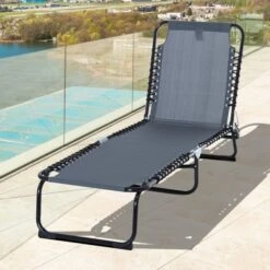 OUTSUNNY Folding Sun Lounger Grey