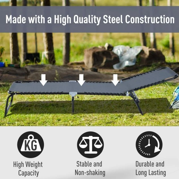 OUTSUNNY Folding Sun Lounger Grey 6 OUTSUNNY Folding Sun Lounger Grey - Image 4