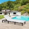 OUTSUNNY Rattan Sun Lounger Brown -GardenChic Elegant Shop 2 1 121 23