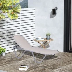 OUTSUNNY Textaline Sun Lounger White