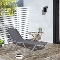 OUTSUNNY Textaline Sun Lounger Grey