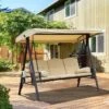 OUTSUNNY Swinging Hammock Chair Beige 3 Seater
