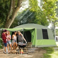 OUTSUNNY Family Camping Tent With Awning