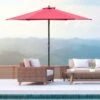 OUTSUNNY Garden Parasol Steel Red 3m