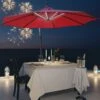 OUTSUNNY Overhanging Cantiliever Parasol With Solar LED Strips Red 3m